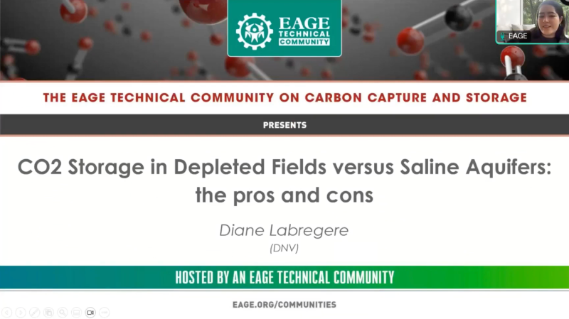 Webinar comparing depleted fields and saline aquifers for CO2 storage with Diane Labregere (DNV)